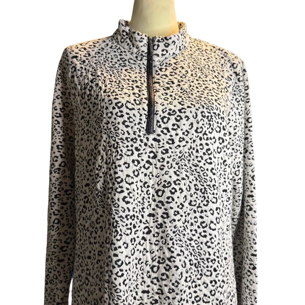 Tyler Boe Leopard Print Quilted Mock Neck Shift Dress, 60's Mod Retro, Size XL